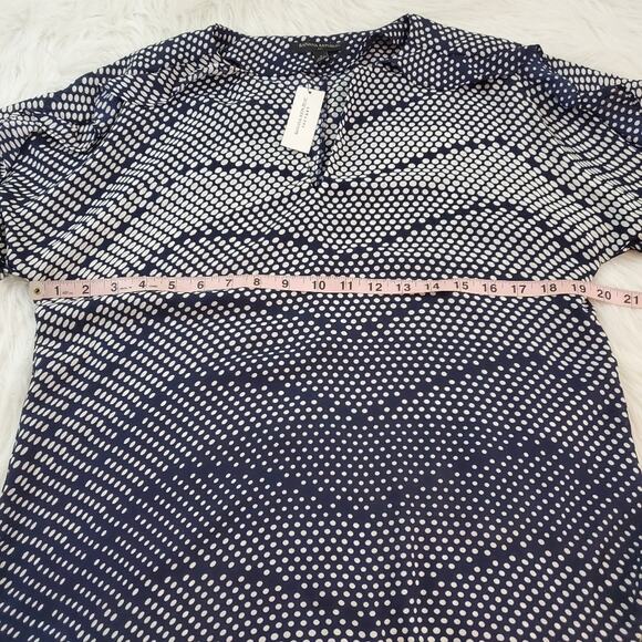 Small Navy Blouse Banana Republic Polka Dot Ruffle $55 NWT - Picture 7 of 9